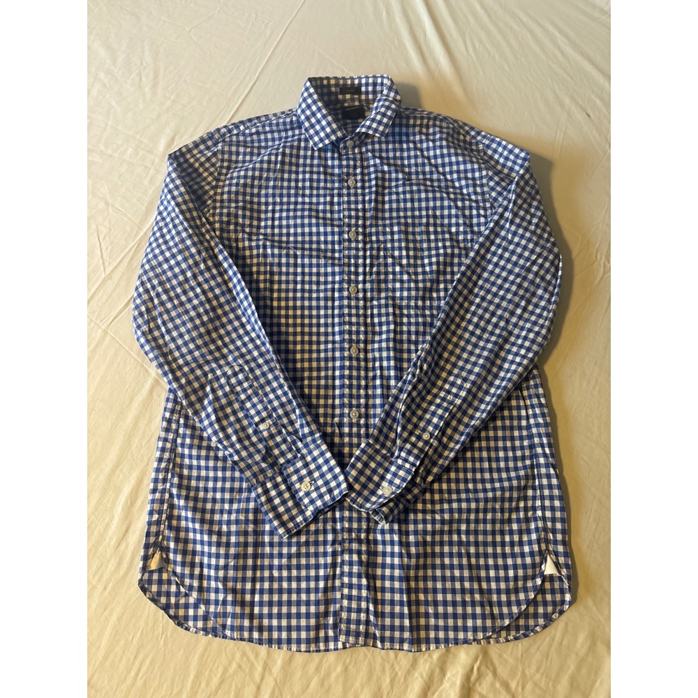 J.Crew ludlowButton Down Shirt Mens‎ Medium Blue Gingham Check Long Sleeve